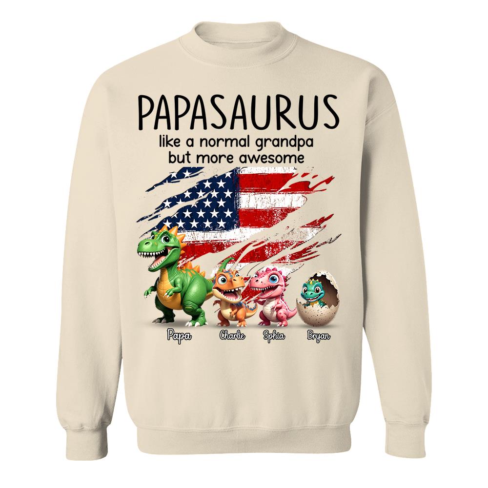 Custom Papasaurus And Kids  Dinosaurs Shirt, Father's Day Gift For Dad Grandpa L0411 Hv01