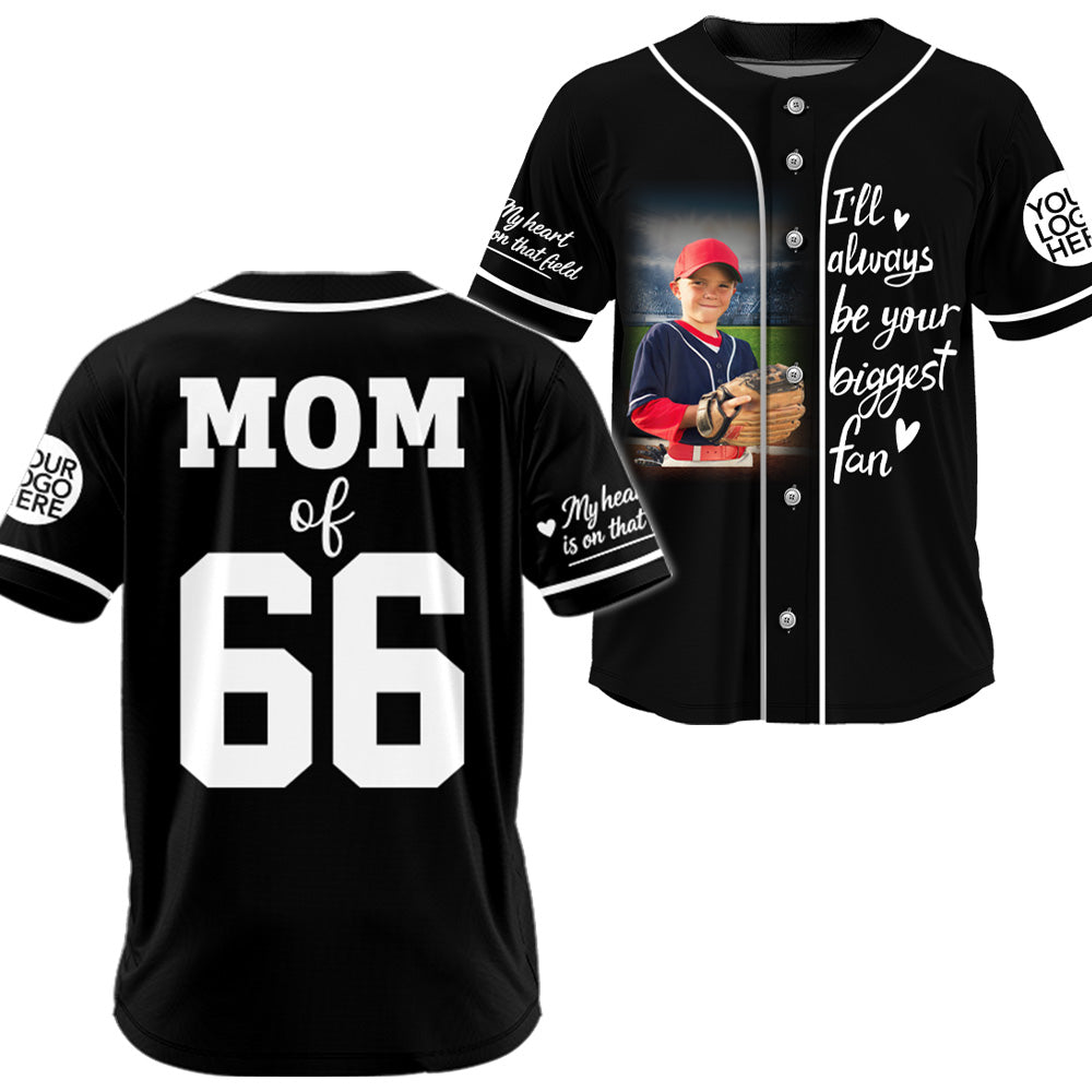 Personalized Baseball Mom Jersey – Custom Photo Baseball Player Shirt – I'll Always Be Your Biggest Fan – Baseball Mom Gift T24