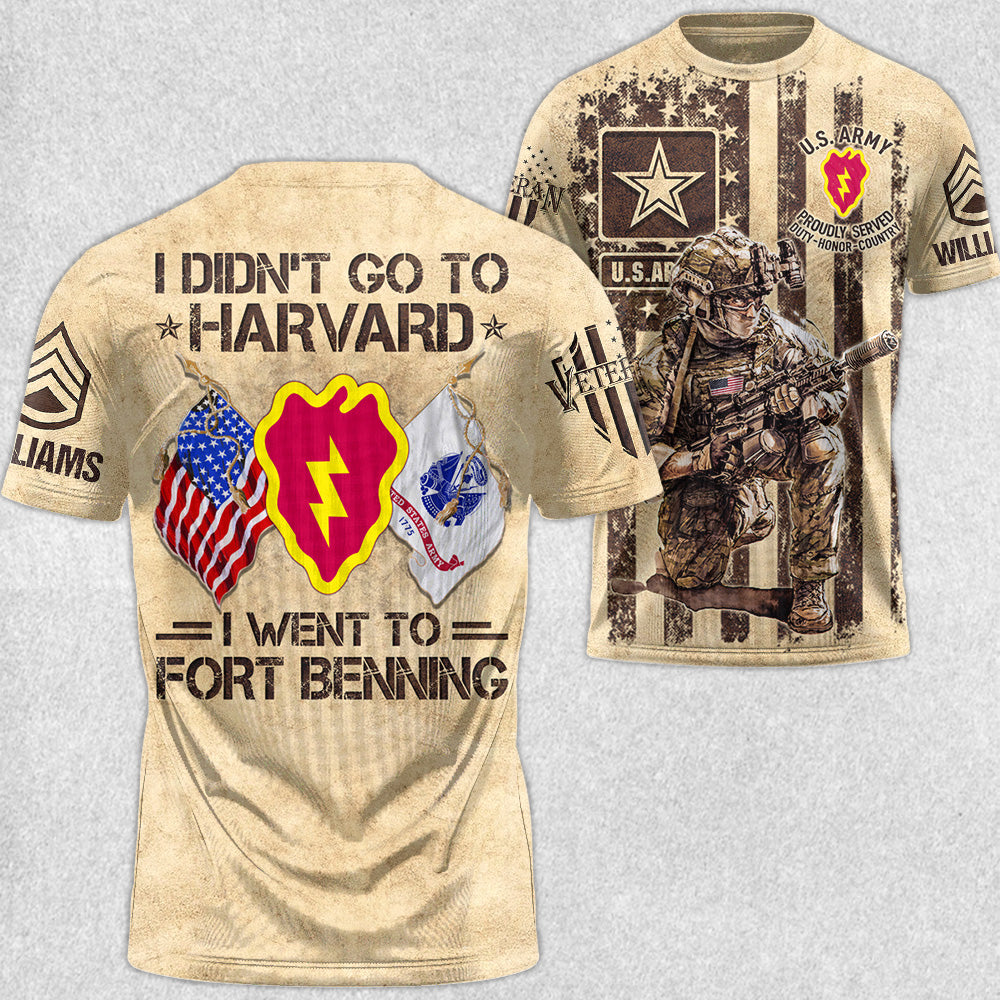 I Didn't Go To Harvard I Went To Military Base Vintage All Over Print Shirt For Veteran H2511