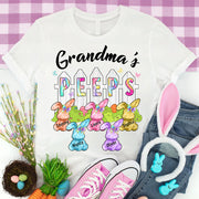 Colorful Grandma's Peeps Shirt - Personalized Bunny Shirt For Grandma Nana Mimi NA04 Tm01