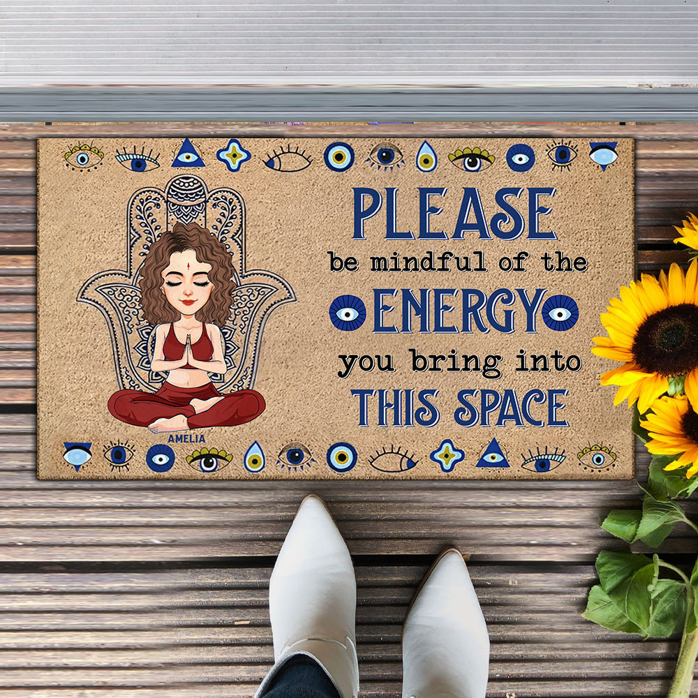 Please Be Mindful Of The Energy You Bring To This Place - Custom Doormat For Yoga Lovers - Personalized Cute Gifts NA04 Li29
