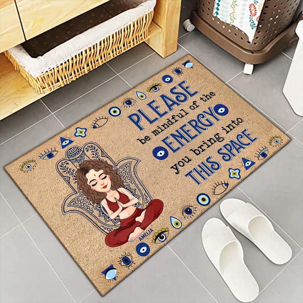 Please Be Mindful Of The Energy You Bring To This Place - Custom Doormat For Yoga Lovers - Personalized Cute Gifts NA04 Li29