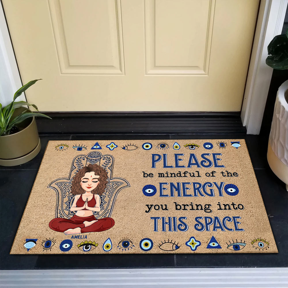 Please Be Mindful Of The Energy You Bring To This Place - Custom Doormat For Yoga Lovers - Personalized Cute Gifts NA04 Li29