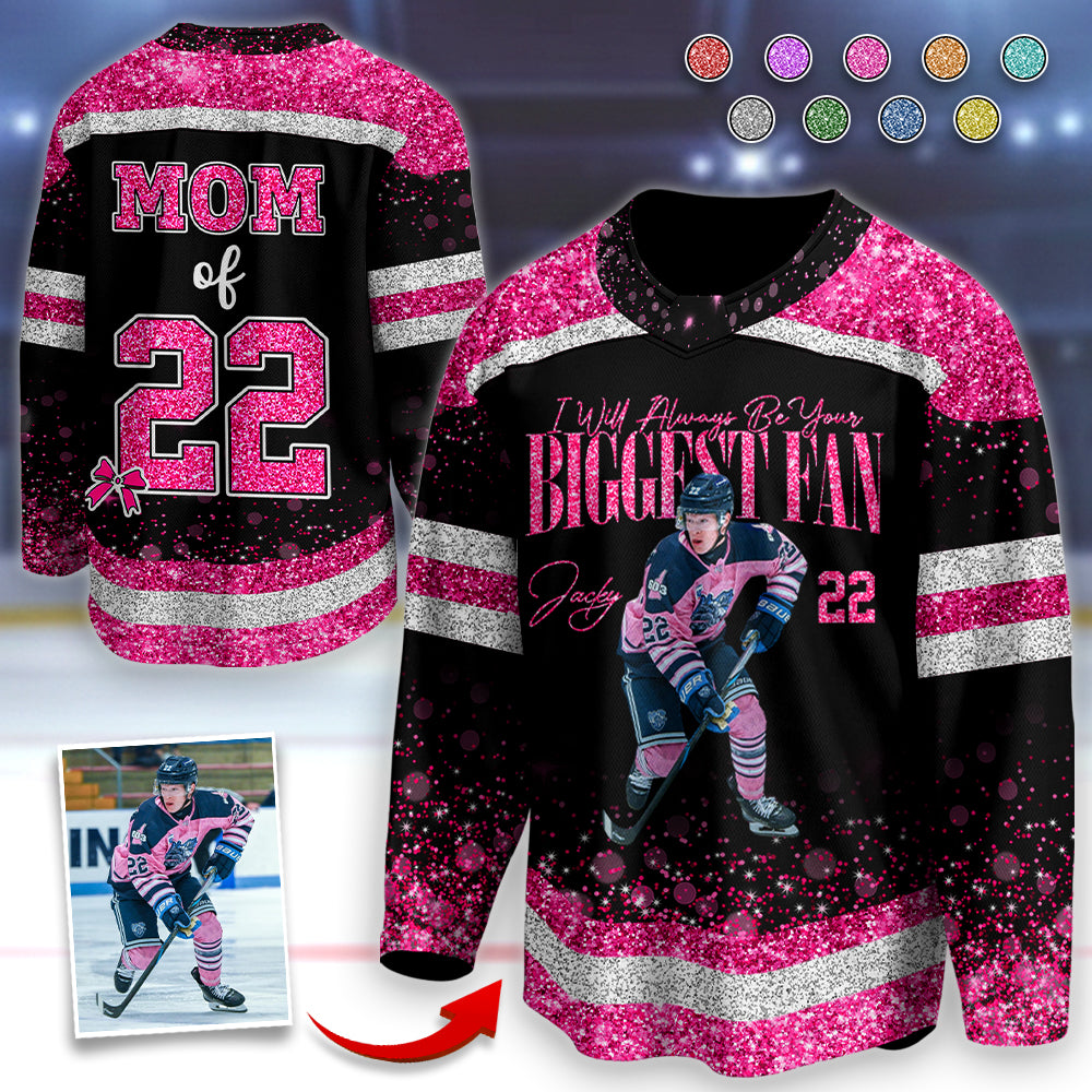 I'll Always Be Your Biggest Fan -  Personalized Ice Hockey Shirt Custom Nickname Mom Grandma Hockey Family  NA04 Hv01