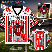 Personalized Football Jersey with Player Photo, Custom Team Name & Mascot Football Jersey for Football Mom & Grandma Hv01