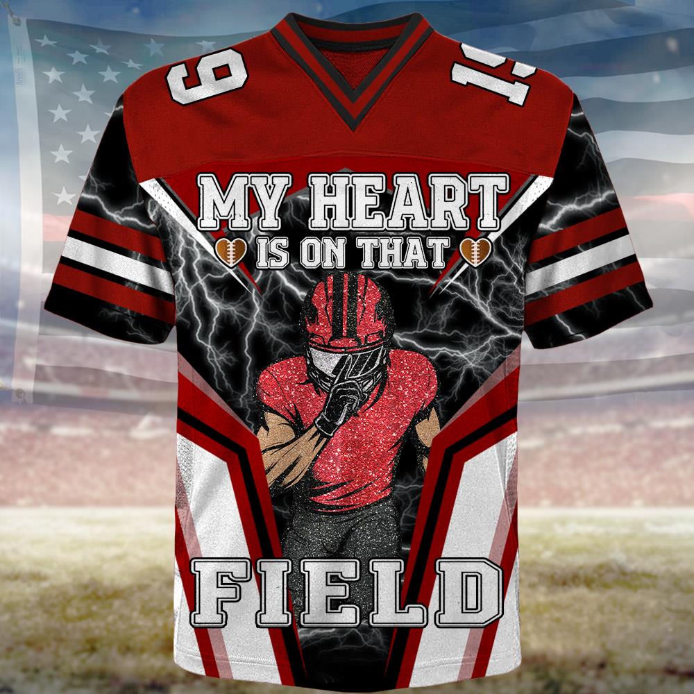 Custom My Heart Is On That Field Football Jersey Gift For Football Lovers - Personalized Gift For Football Player New Nh00