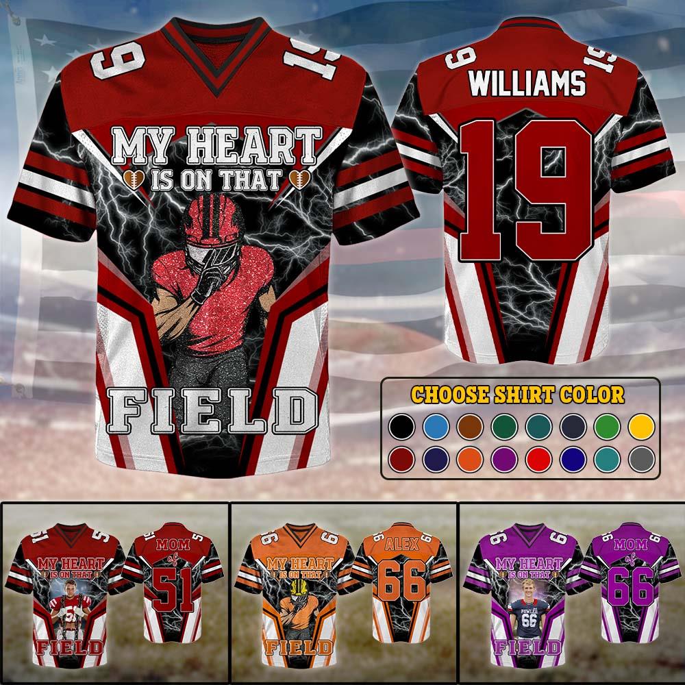 Custom My Heart Is On That Field Football Jersey Gift For Football Lovers - Personalized Gift For Football Player New Nh00