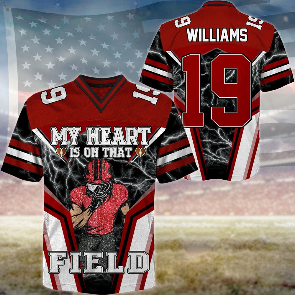 Custom My Heart Is On That Field Football Jersey Gift For Football Lovers - Personalized Gift For Football Player New Nh00