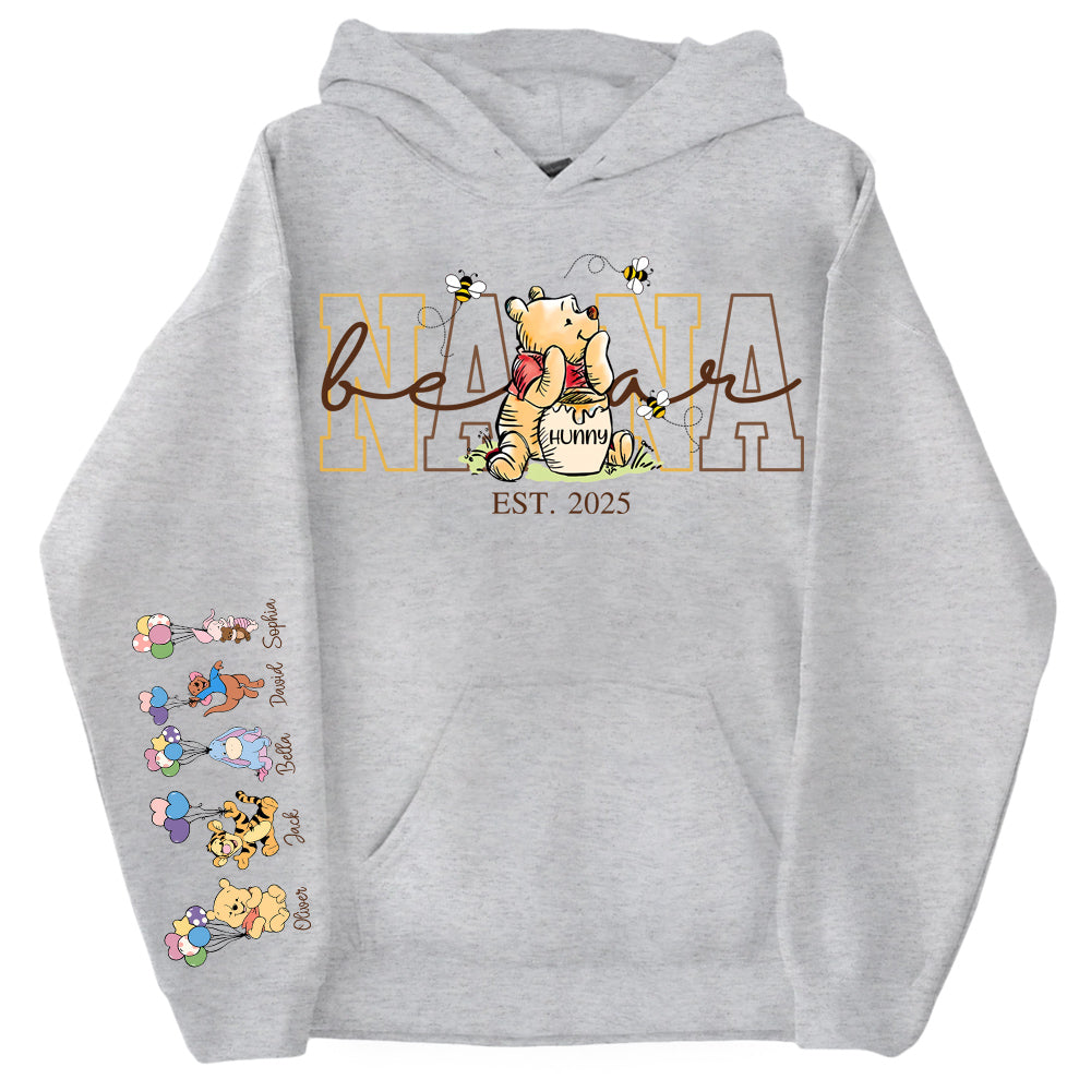 Custom Mama Bear Shirt, Mama Est with Kid Name on Sleeve - Personalized Grandma Bear Shirt Mothers Day Gift Do99