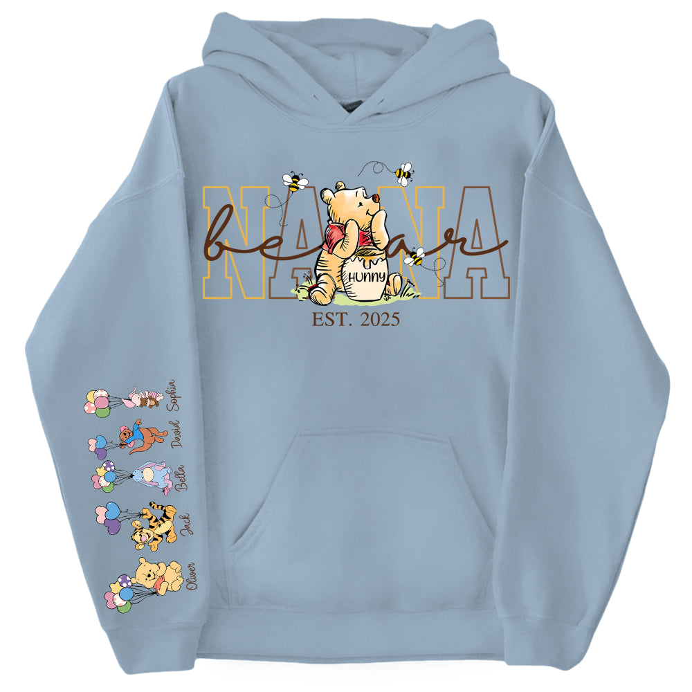 Custom Mama Bear Shirt, Mama Est with Kid Name on Sleeve - Personalized Grandma Bear Shirt Mothers Day Gift Do99