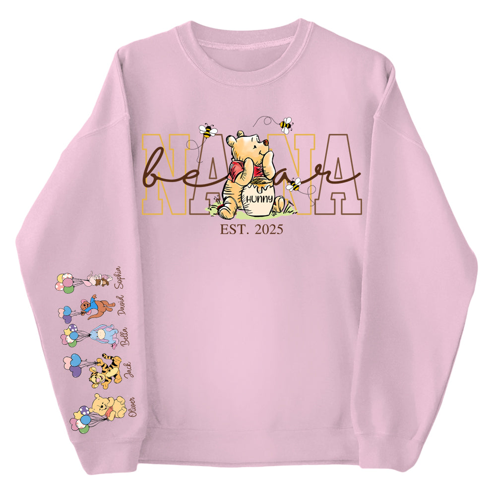 Custom Mama Bear Shirt, Mama Est with Kid Name on Sleeve - Personalized Grandma Bear Shirt Mothers Day Gift Do99