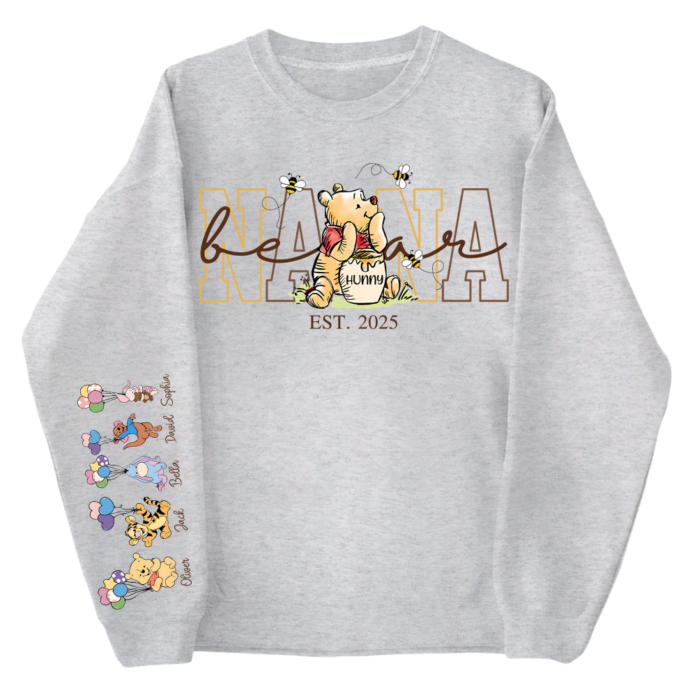Custom Mama Bear Shirt, Mama Est with Kid Name on Sleeve - Personalized Grandma Bear Shirt Mothers Day Gift Do99