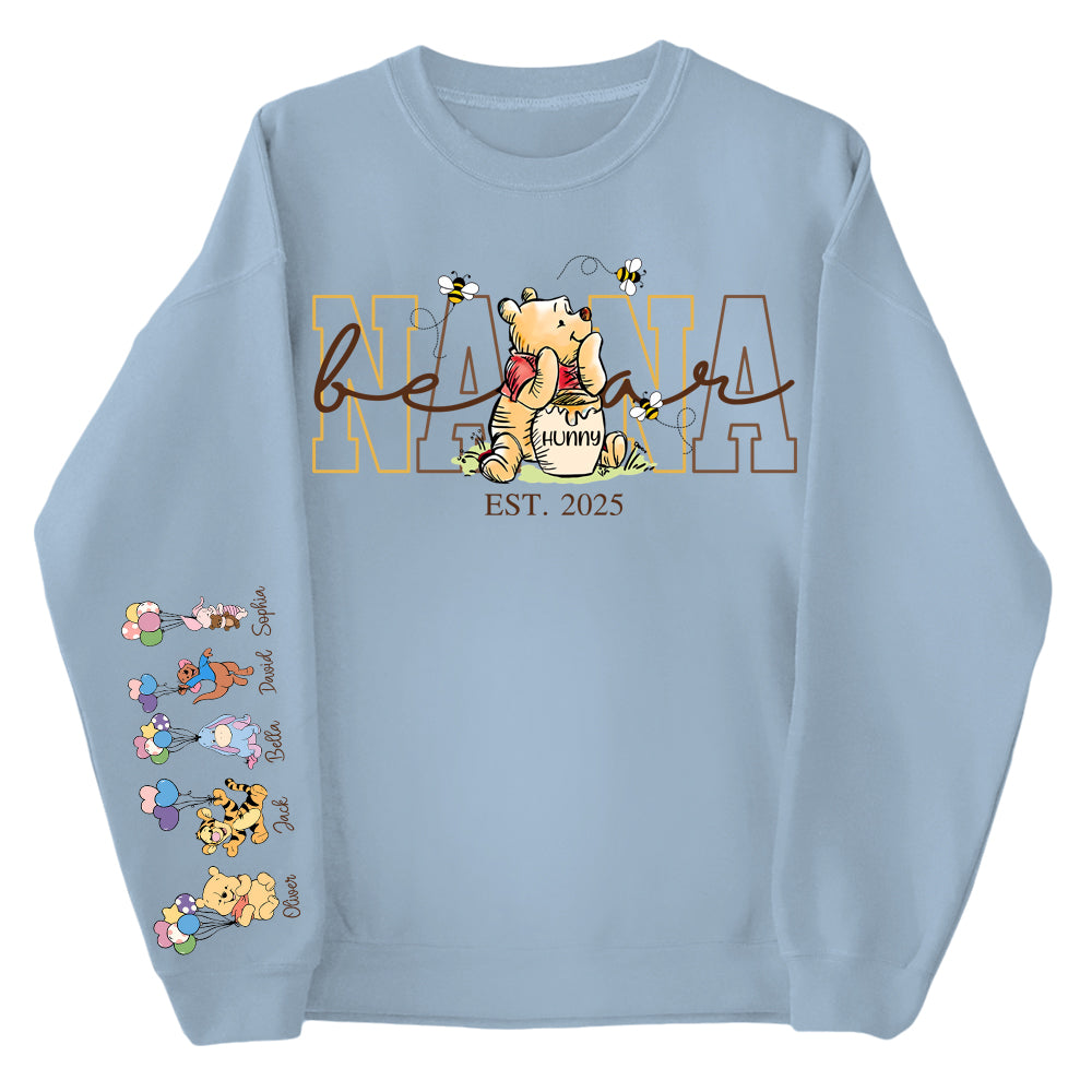 Custom Mama Bear Shirt, Mama Est with Kid Name on Sleeve - Personalized Grandma Bear Shirt Mothers Day Gift Do99