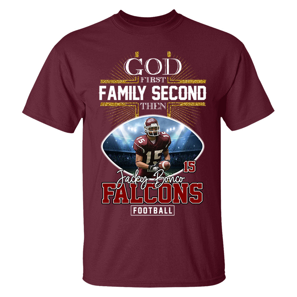 God First Family Second Then Football Personalized Photo Shirt Tu20