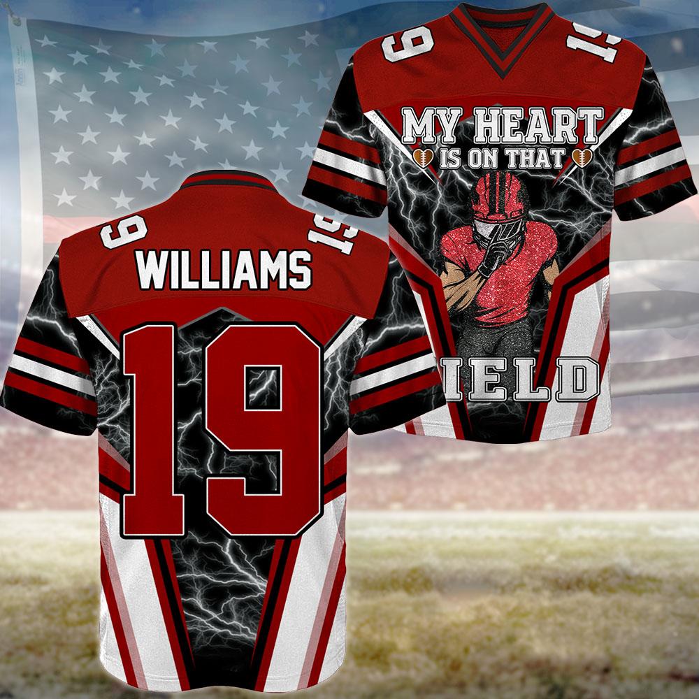 Custom My Heart Is On That Field Football Jersey Gift For Football Lovers - Personalized Gift For Football Player New Nh00