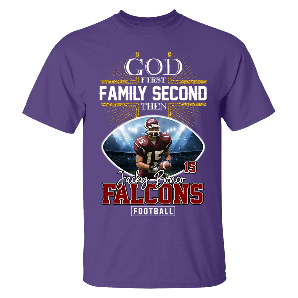 God First Family Second Then Football Personalized Photo Shirt Tu20