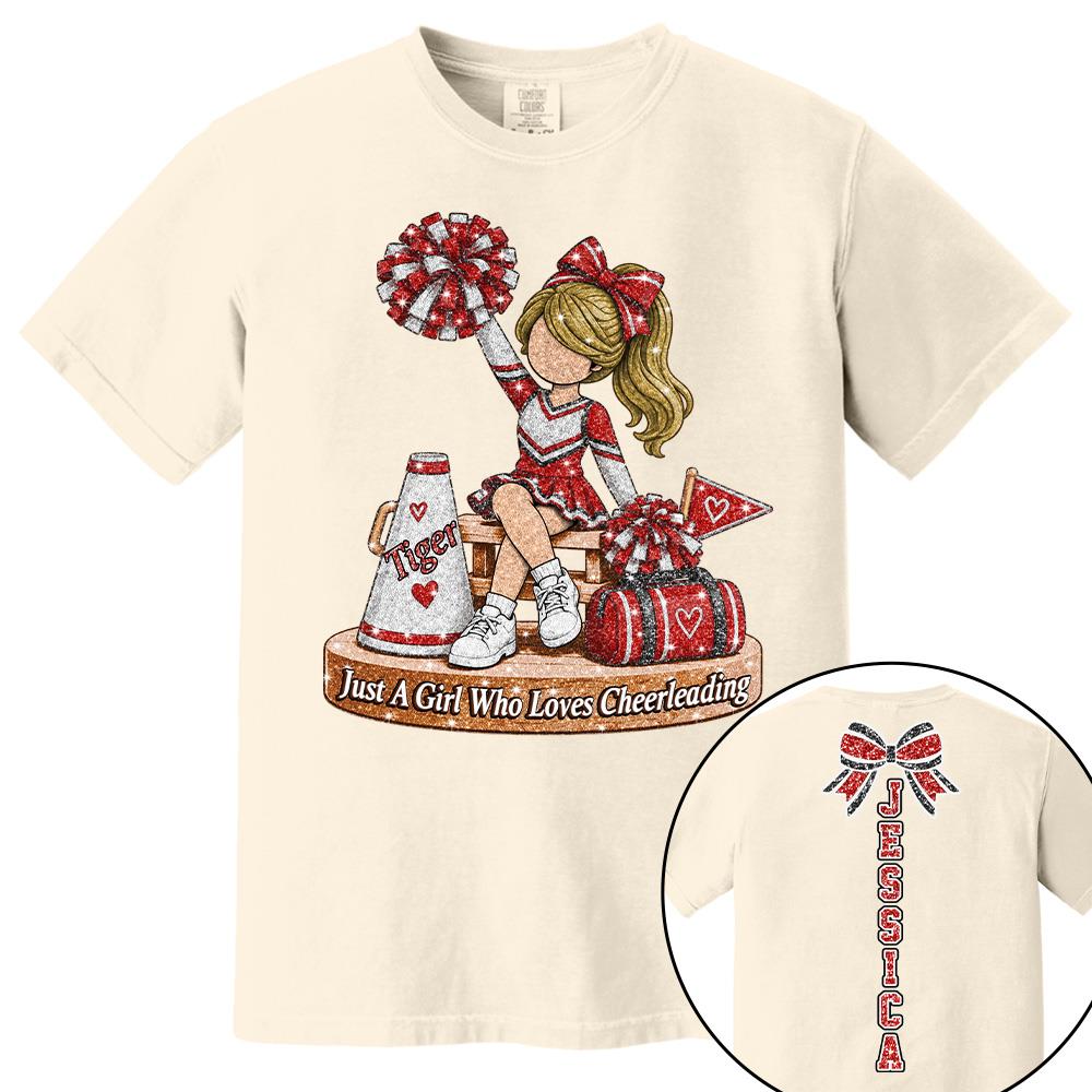 Custom Just A Girl Who Loves Cheerleading Shirt, Cheer Team Senior Night Gift L0411 Hv01