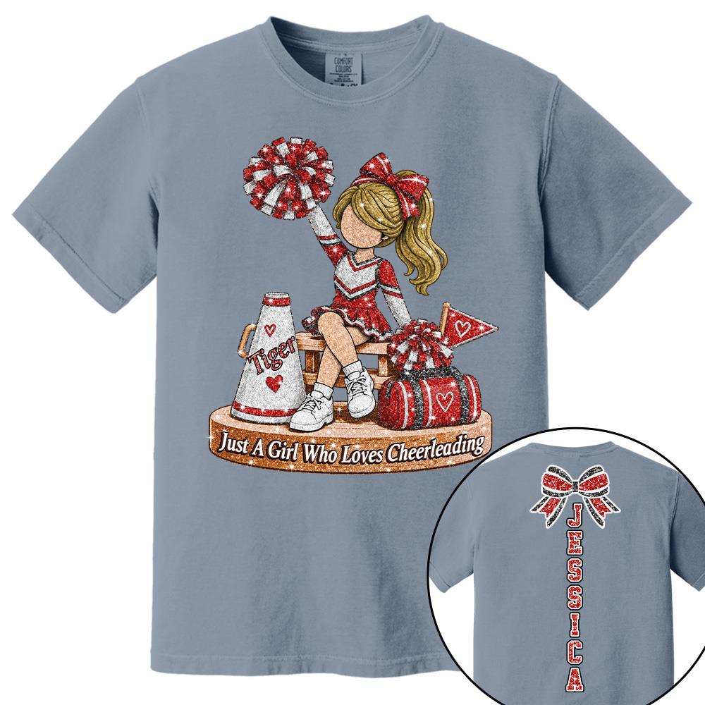 Custom Just A Girl Who Loves Cheerleading Shirt, Cheer Team Senior Night Gift L0411 Hv01