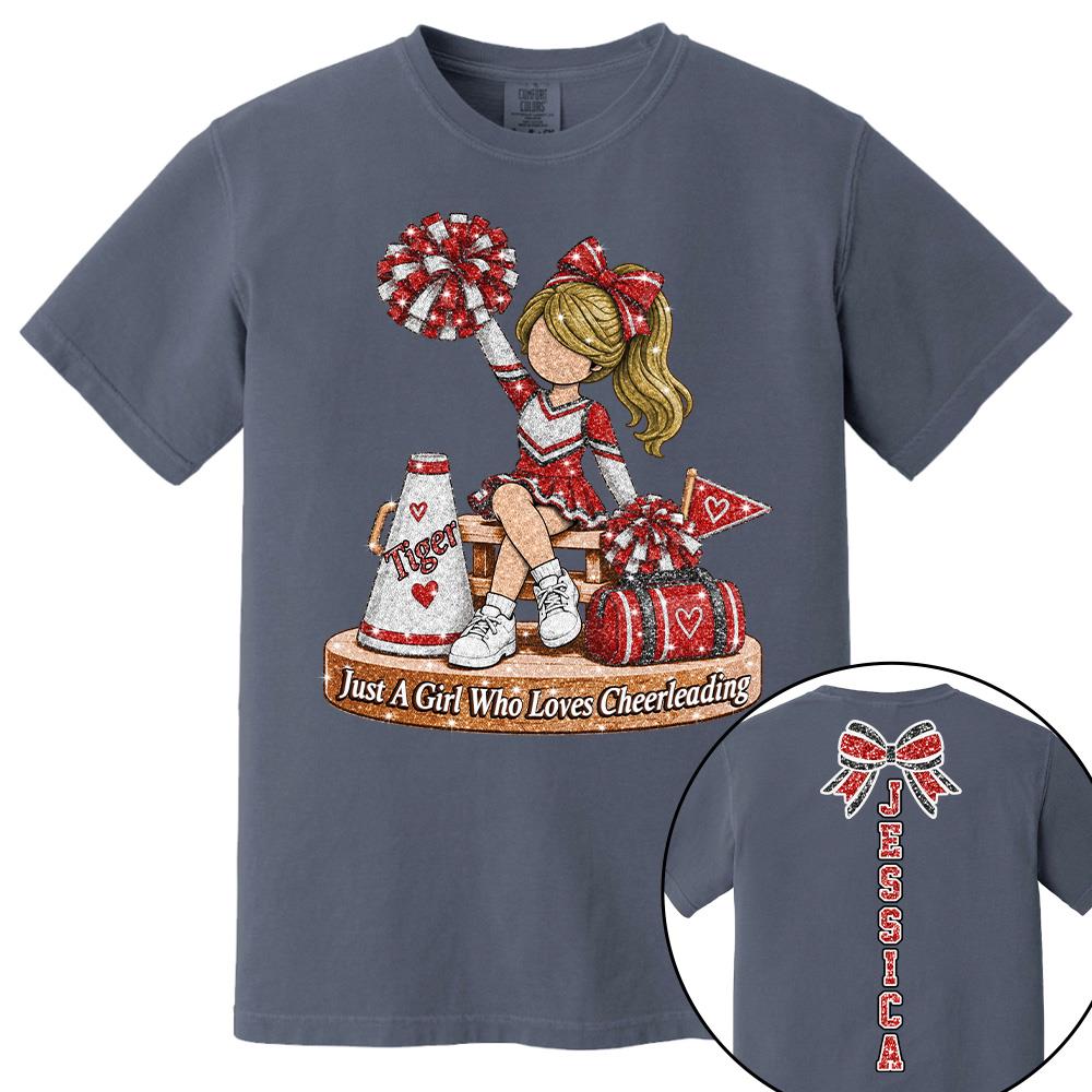 Custom Just A Girl Who Loves Cheerleading Shirt, Cheer Team Senior Night Gift L0411 Hv01