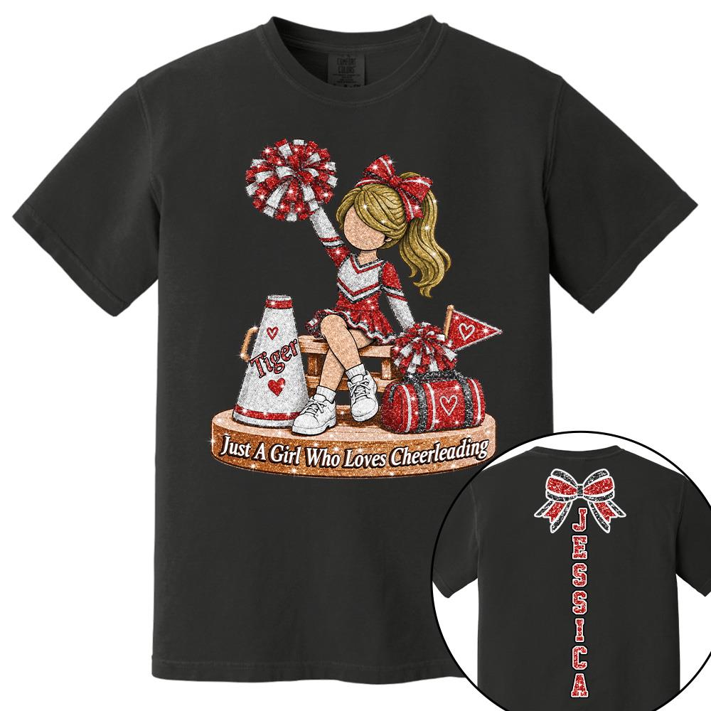 Custom Just A Girl Who Loves Cheerleading Shirt, Cheer Team Senior Night Gift L0411 Hv01