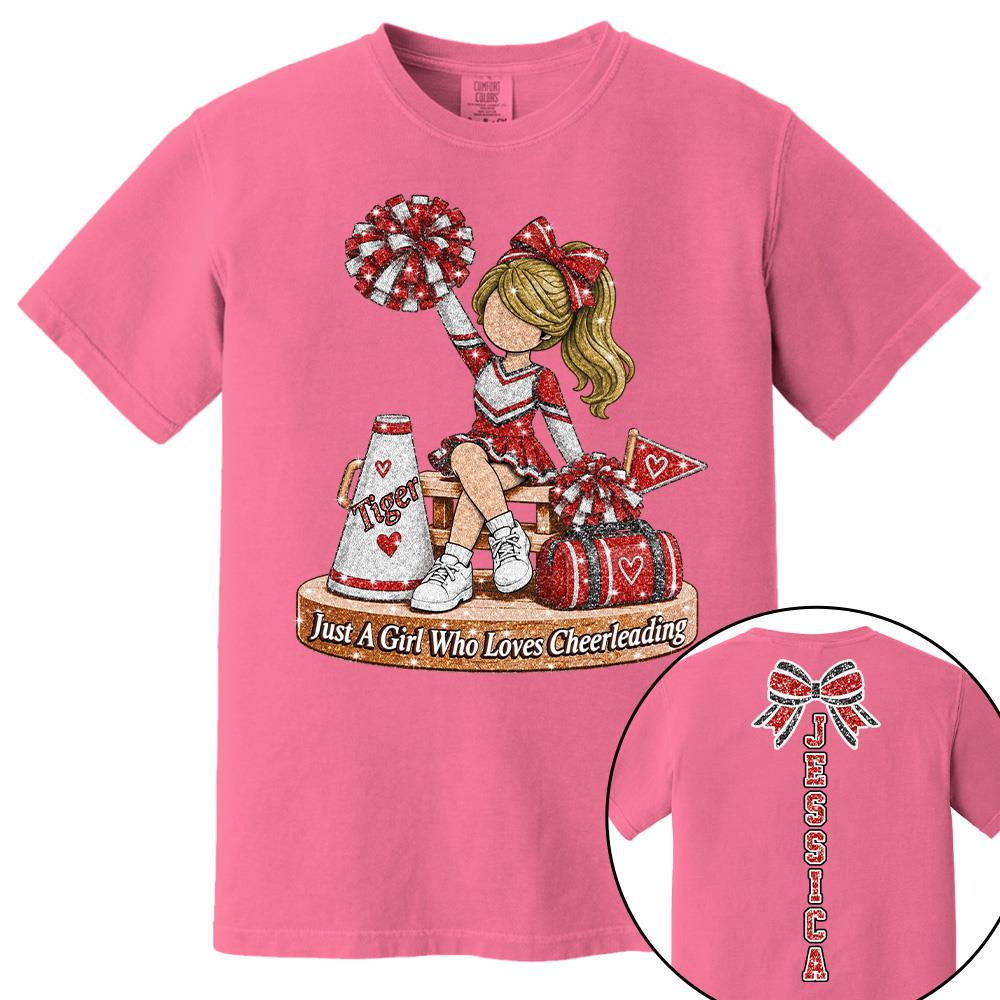 Custom Just A Girl Who Loves Cheerleading Shirt, Cheer Team Senior Night Gift L0411 Hv01