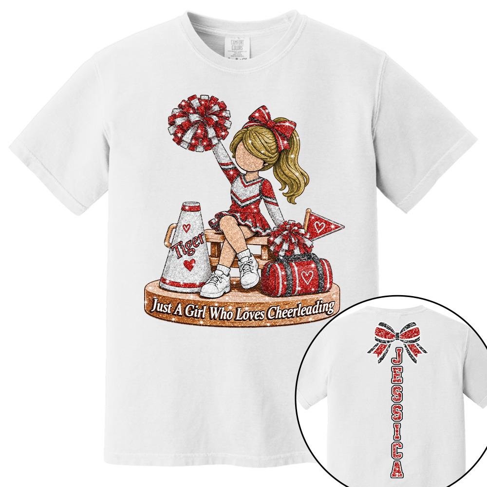 Custom Just A Girl Who Loves Cheerleading Shirt, Cheer Team Senior Night Gift L0411 Hv01