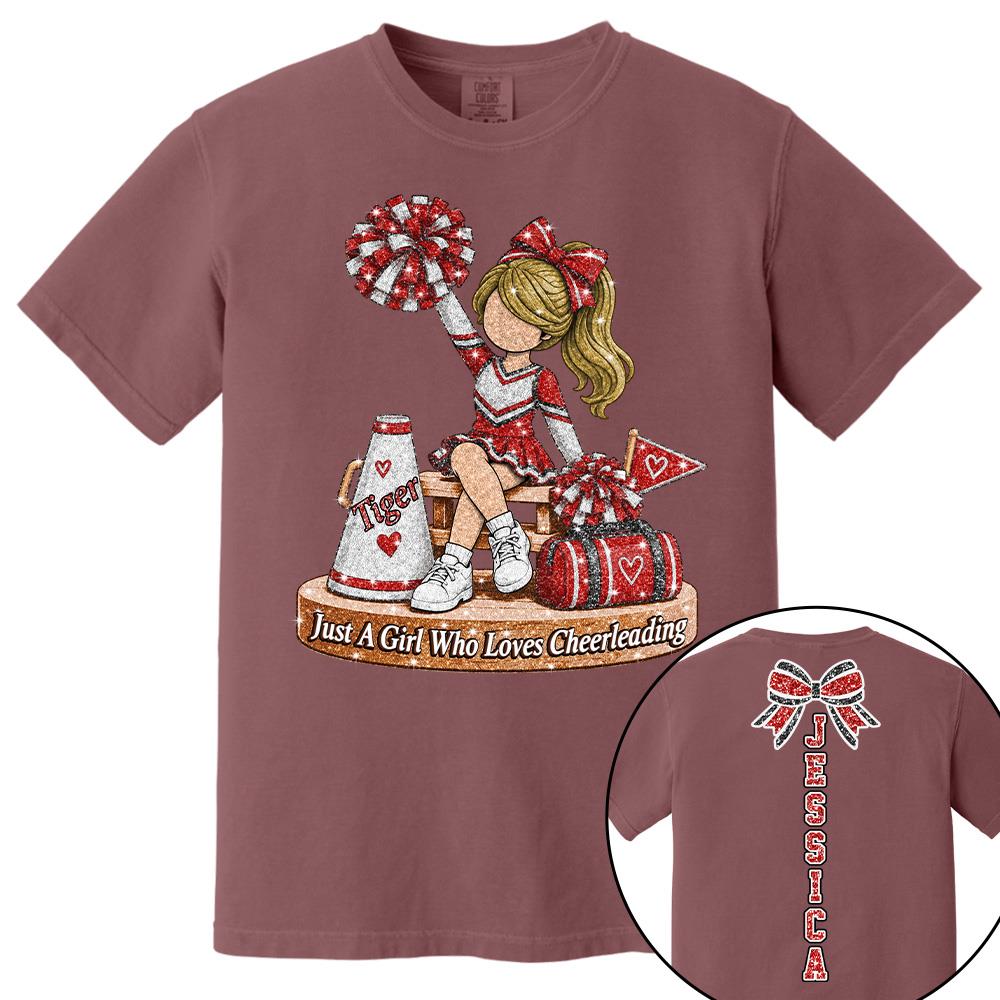 Custom Just A Girl Who Loves Cheerleading Shirt, Cheer Team Senior Night Gift L0411 Hv01