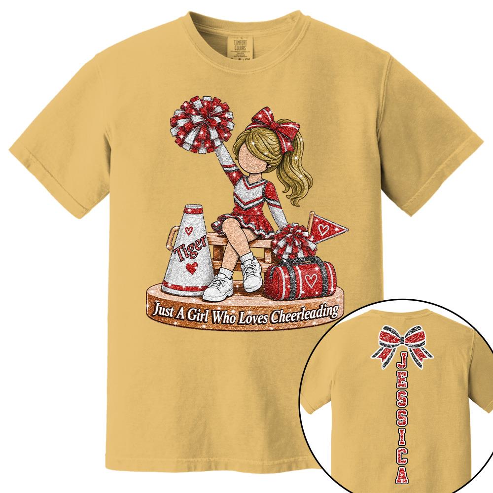 Custom Just A Girl Who Loves Cheerleading Shirt, Cheer Team Senior Night Gift L0411 Hv01