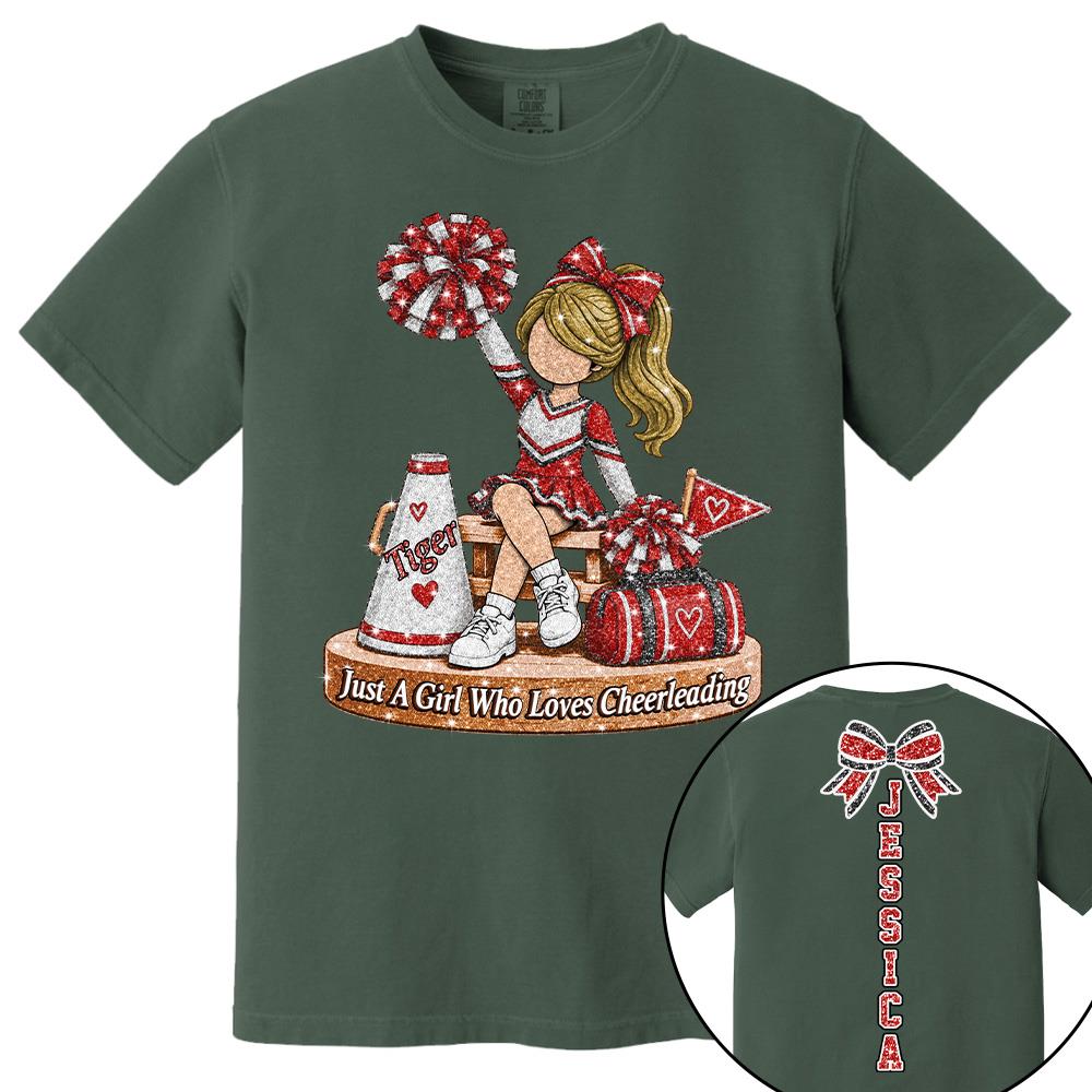 Custom Just A Girl Who Loves Cheerleading Shirt, Cheer Team Senior Night Gift L0411 Hv01