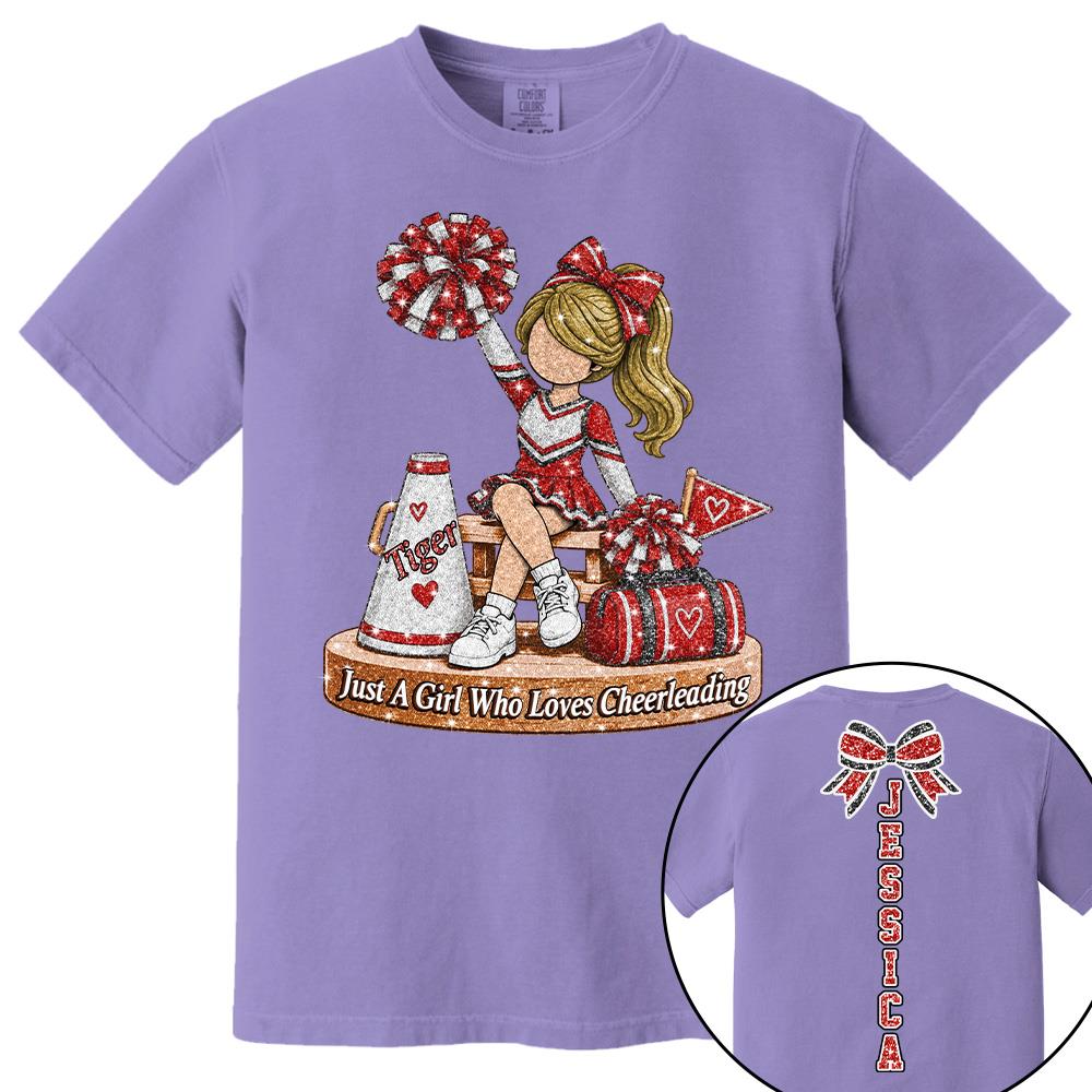Custom Just A Girl Who Loves Cheerleading Shirt, Cheer Team Senior Night Gift L0411 Hv01