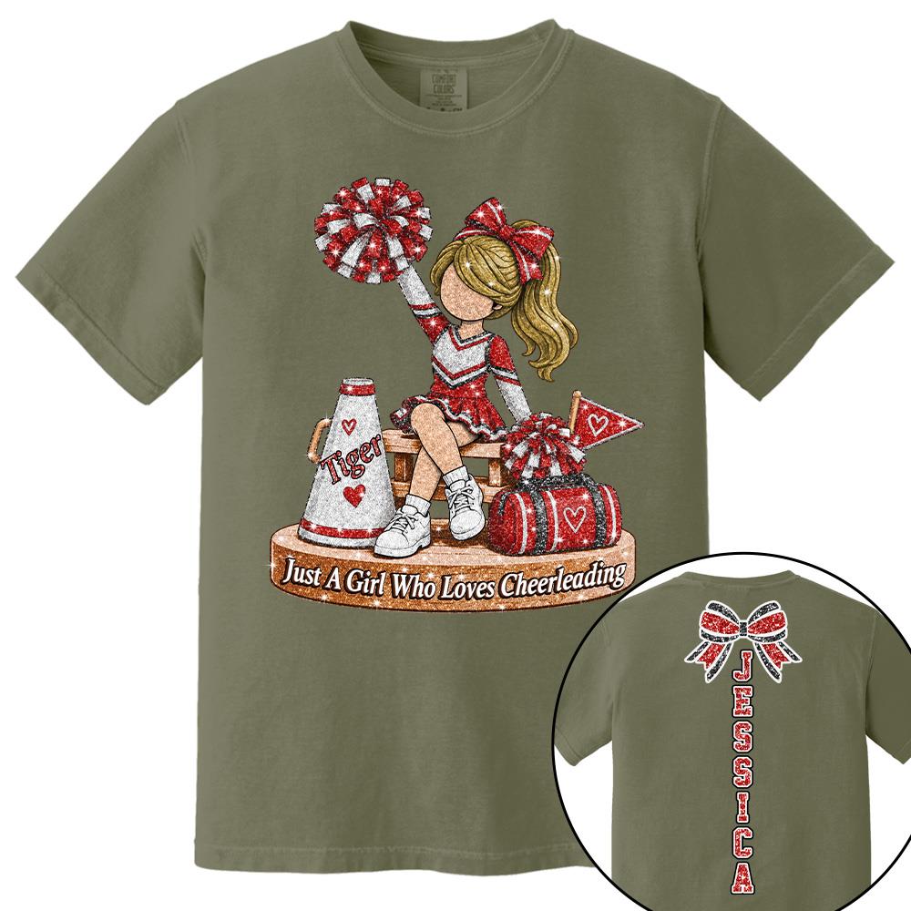 Custom Just A Girl Who Loves Cheerleading Shirt, Cheer Team Senior Night Gift L0411 Hv01