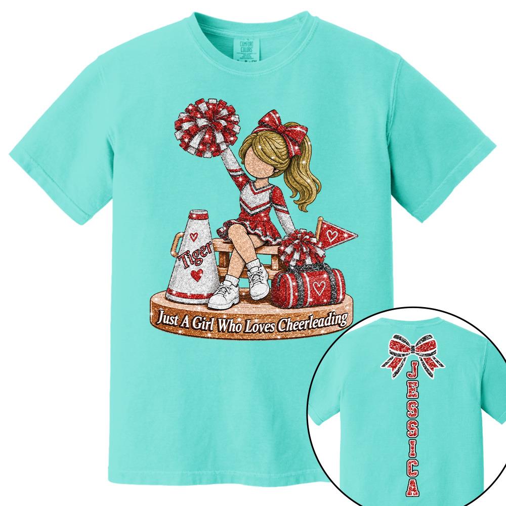 Custom Just A Girl Who Loves Cheerleading Shirt, Cheer Team Senior Night Gift L0411 Hv01