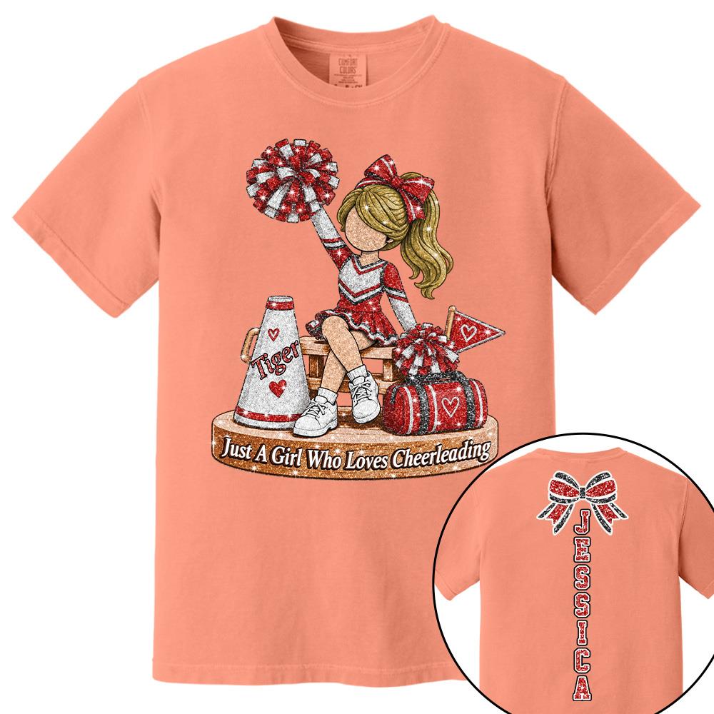 Custom Just A Girl Who Loves Cheerleading Shirt, Cheer Team Senior Night Gift L0411 Hv01