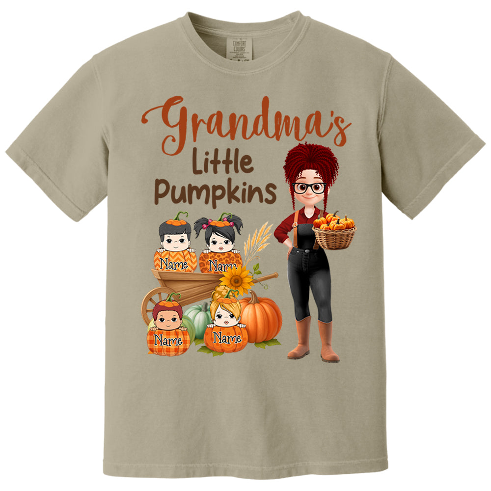 Grandma's Little Pumpkins Love Nana Life Kids, Grandkids Names - Personalized Shirt For Grandma Nh00