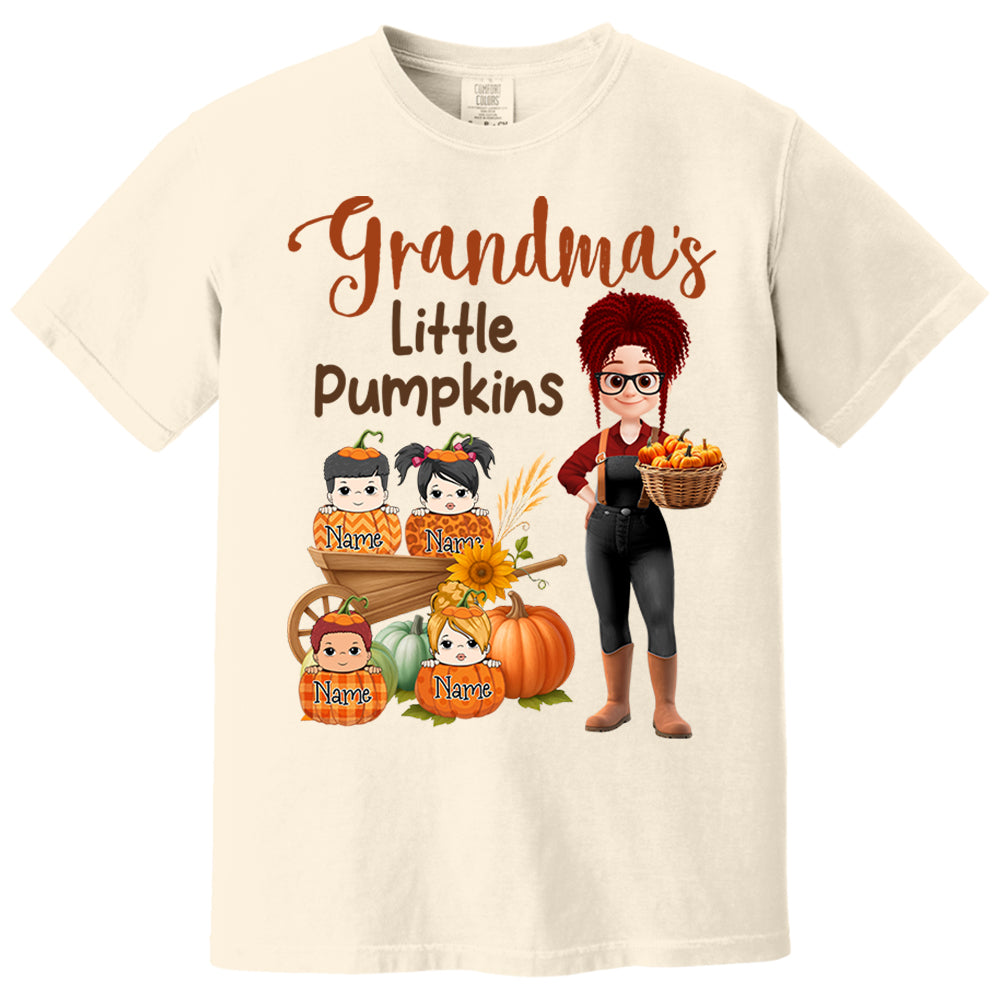 Grandma's Little Pumpkins Love Nana Life Kids, Grandkids Names - Personalized Shirt For Grandma Nh00