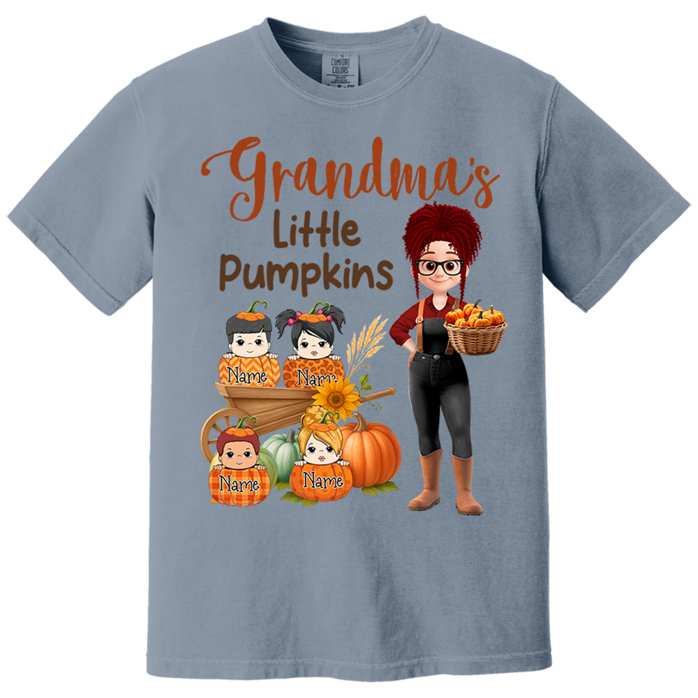 Grandma's Little Pumpkins Love Nana Life Kids, Grandkids Names - Personalized Shirt For Grandma Nh00
