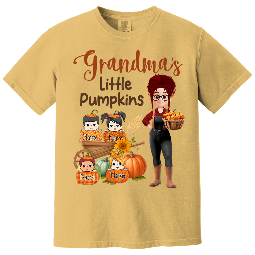 Grandma's Little Pumpkins Love Nana Life Kids, Grandkids Names - Personalized Shirt For Grandma Nh00