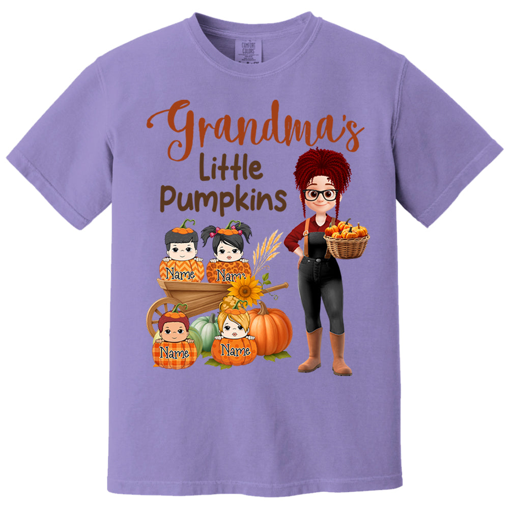 Grandma's Little Pumpkins Love Nana Life Kids, Grandkids Names - Personalized Shirt For Grandma Nh00