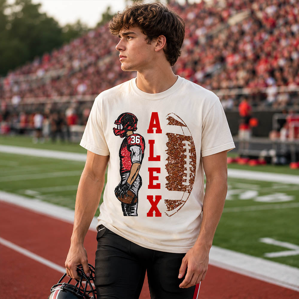 Personalized Football Shirt - Matching Football Player Tee - Adult Youth Team Name - Sports Cheerleader Shirts - Matching Fan Outfits
