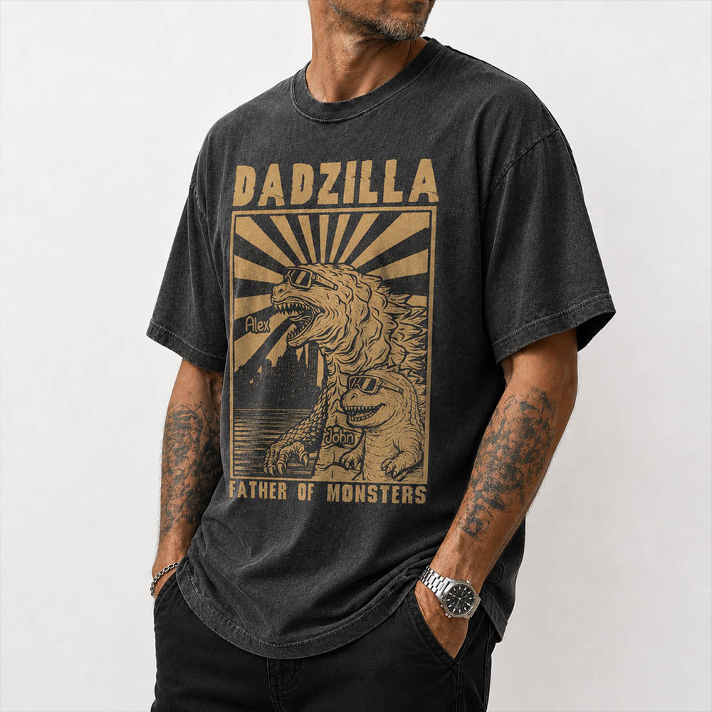 Dadzilla Father Of Monsters Personalized Dadzilla T-Shirt Father Day Gifts for Dad Funny Papa Tshirt Cool Daddy Dinosaur Tee Na02