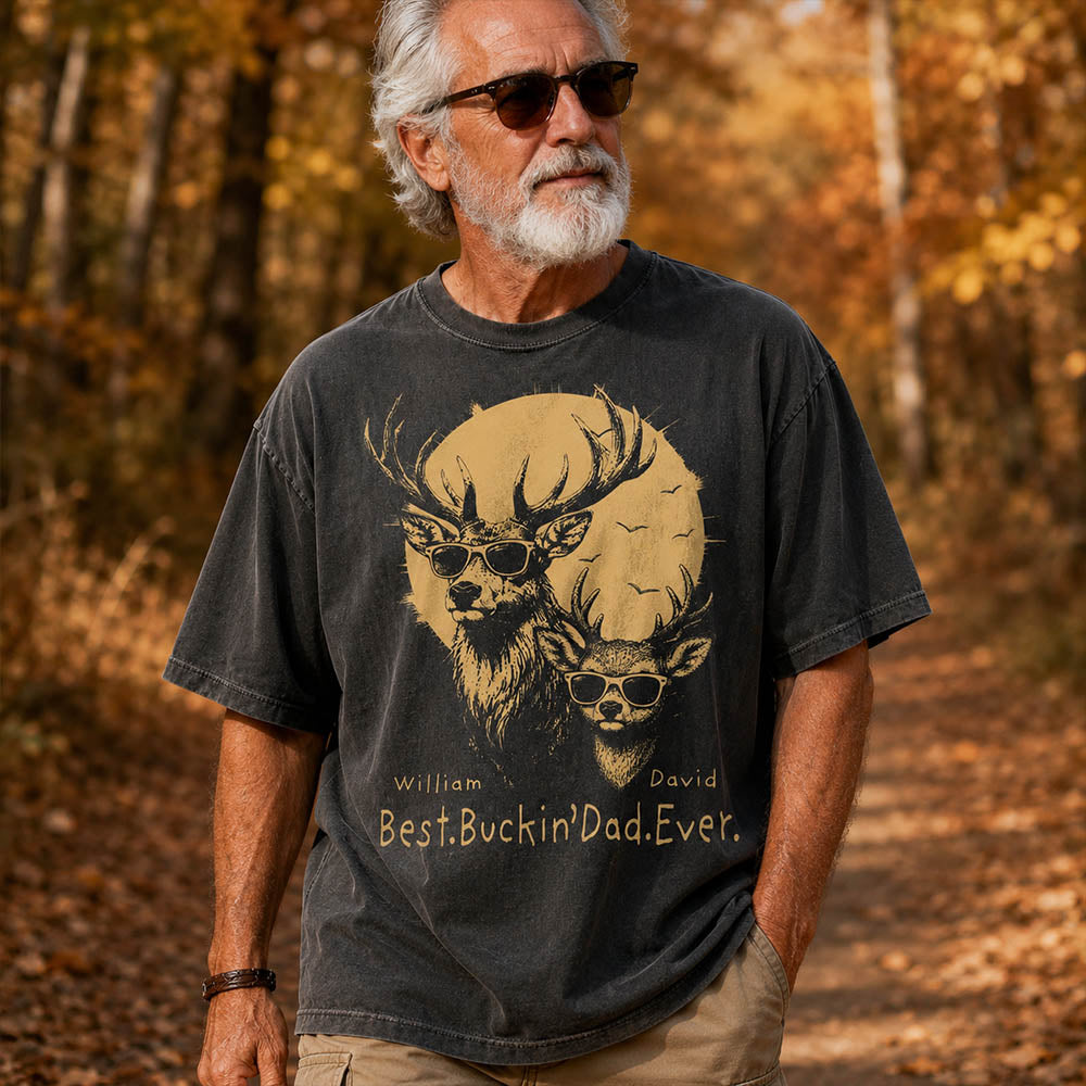 Personalized Best Buckin' Dad Ever T-Shirt Father Day Gifts for Dad Funny Papa Tshirt Cool Daddy Hunting Tee Vr2