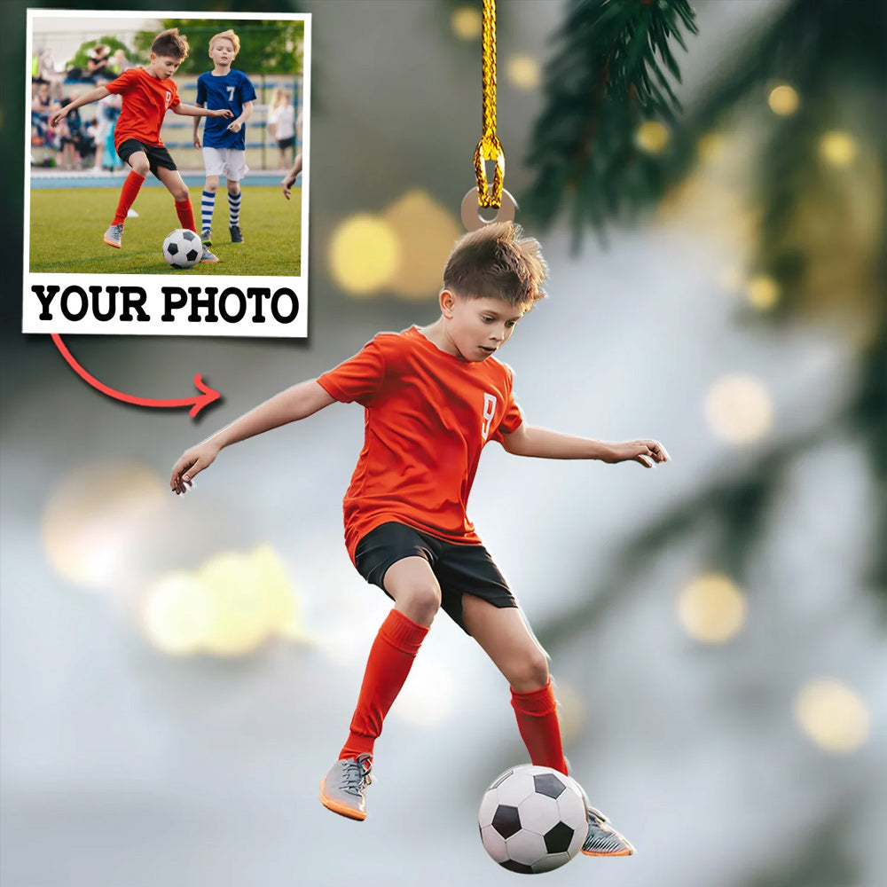 Custom Photo Ornament Gift For Soccer Player - Personalized Upload Photo Soccer Team Ornament Gift For Soccer Lovers