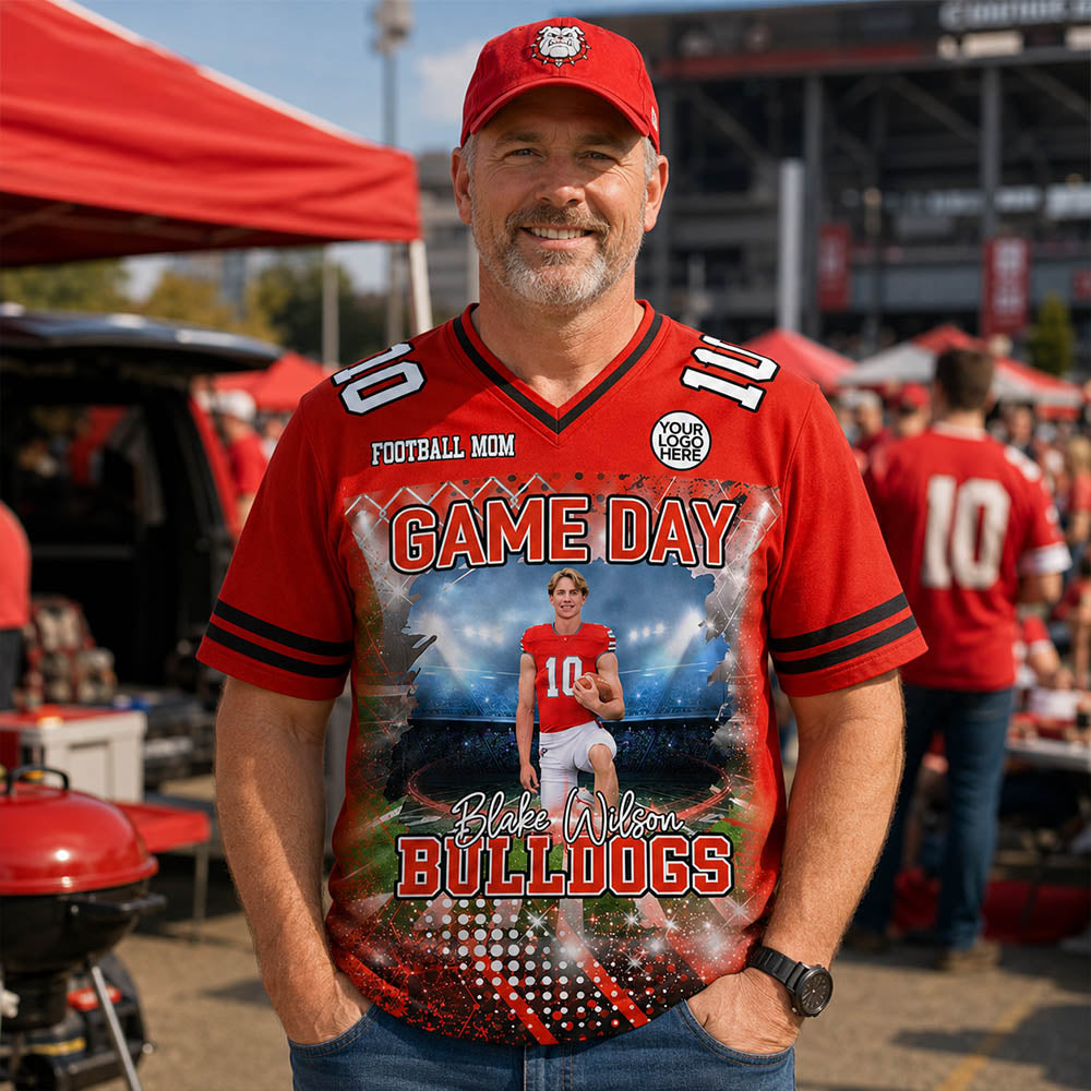Custom Photo Football Game Day Football Jersey Gift For Football Lovers - Personalized Gift For Football Player