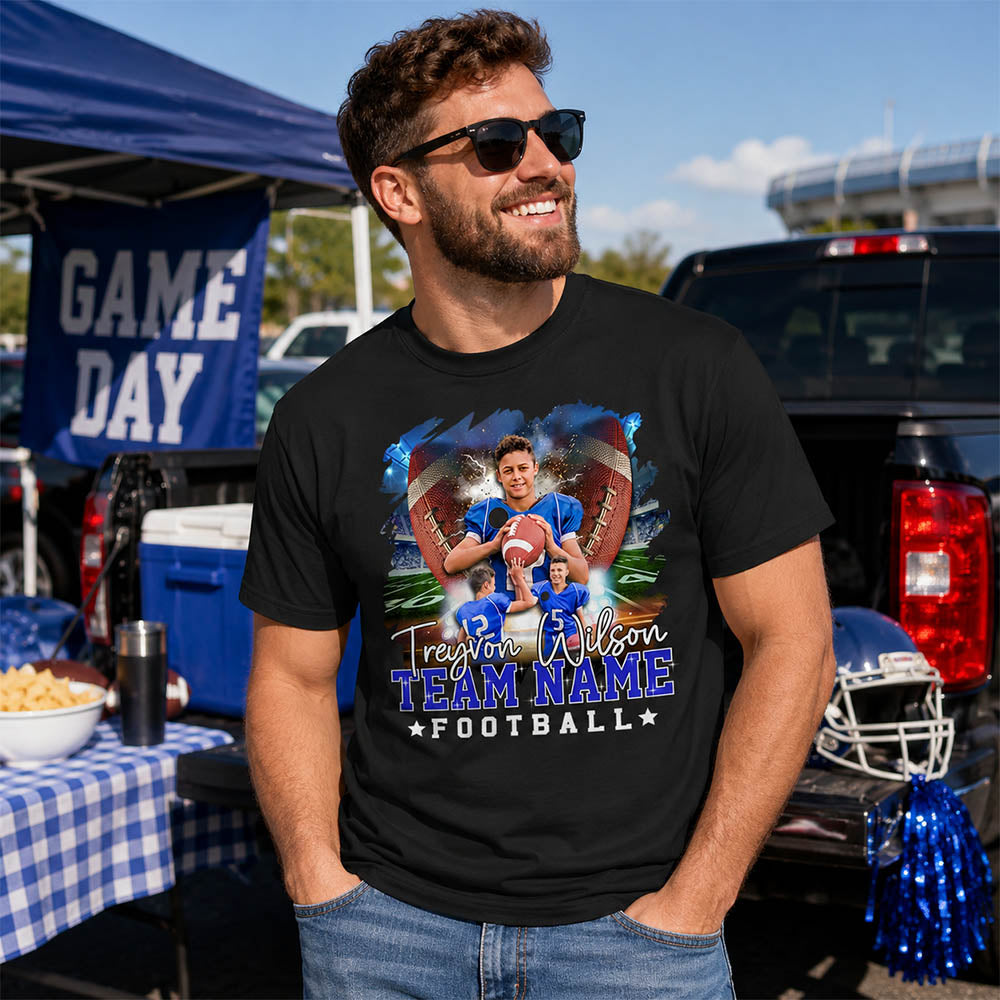 Personalized Name Number School Name Team Name American Football Player Shirt For Football Lover Football Son Mom K1702