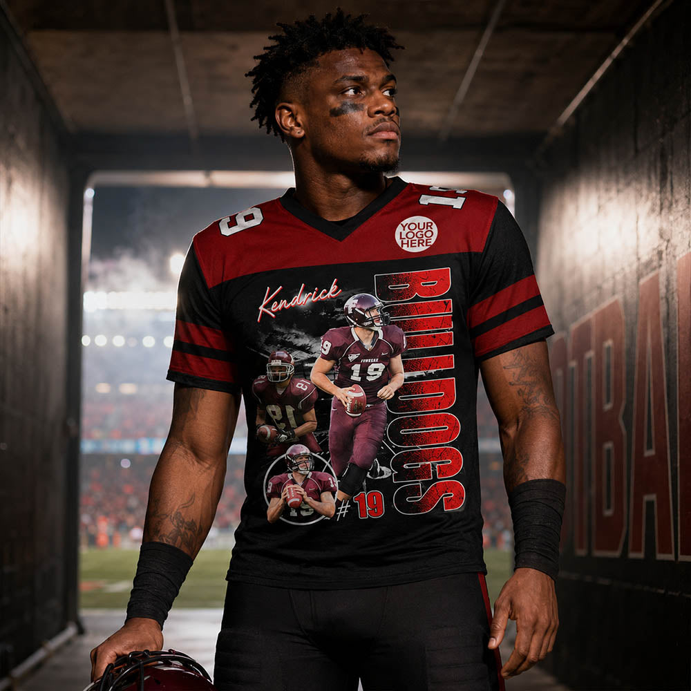 Custom Photo Football Player Shirt - Personalized Team Name School Name Football Jersey Shirt