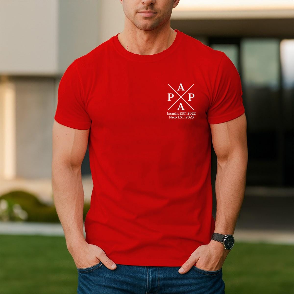 Personalized Men's T-Shirt For Dad With Children's Names And Birth Years As A Father's Day Gift