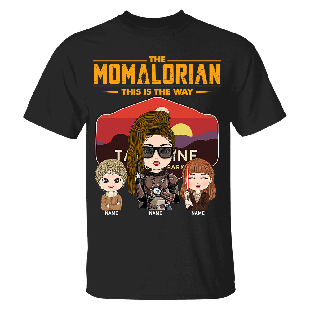 The Momalorian - Personalized Shirt Gift For Mom Custom Nickname With Tatooine Sunset Shirt Gift For Mom