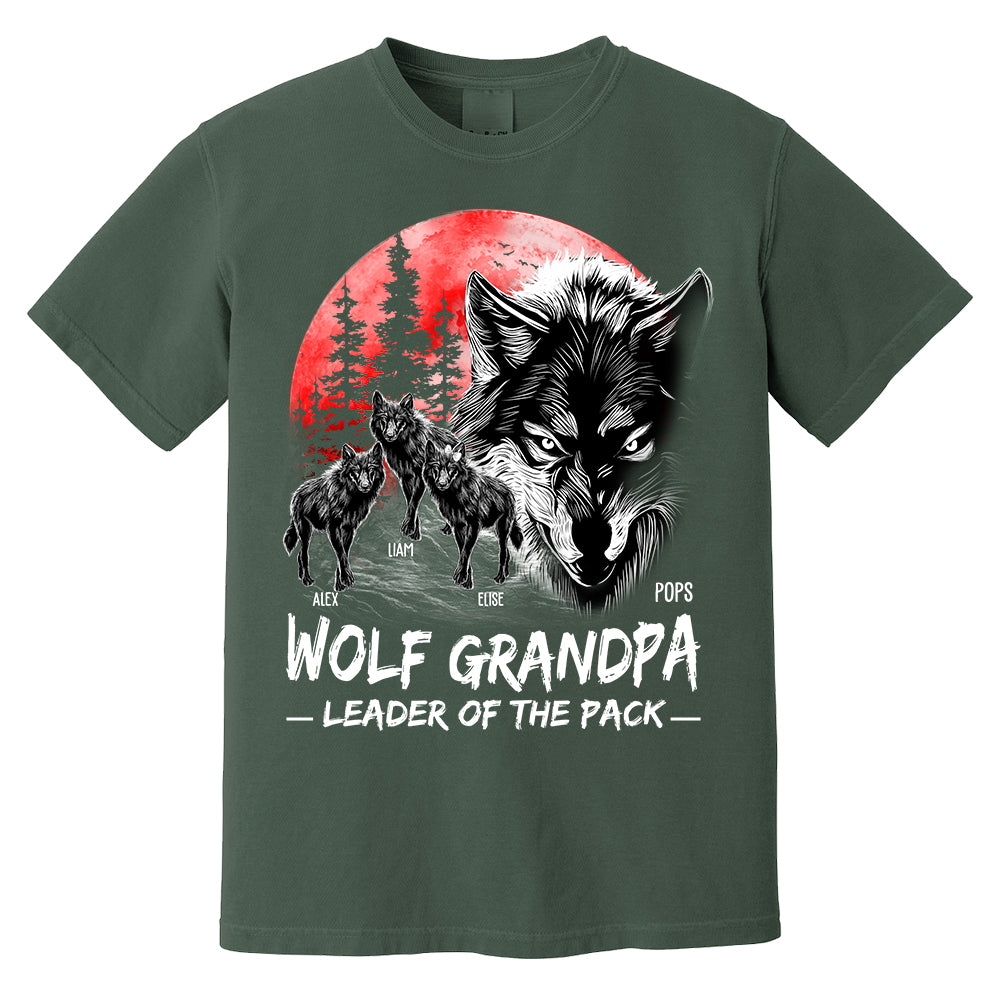 Wolf Grandpa Leader Of The Pack Personalized Shirt - Perfect Father's Day Gift for Dad Pa00