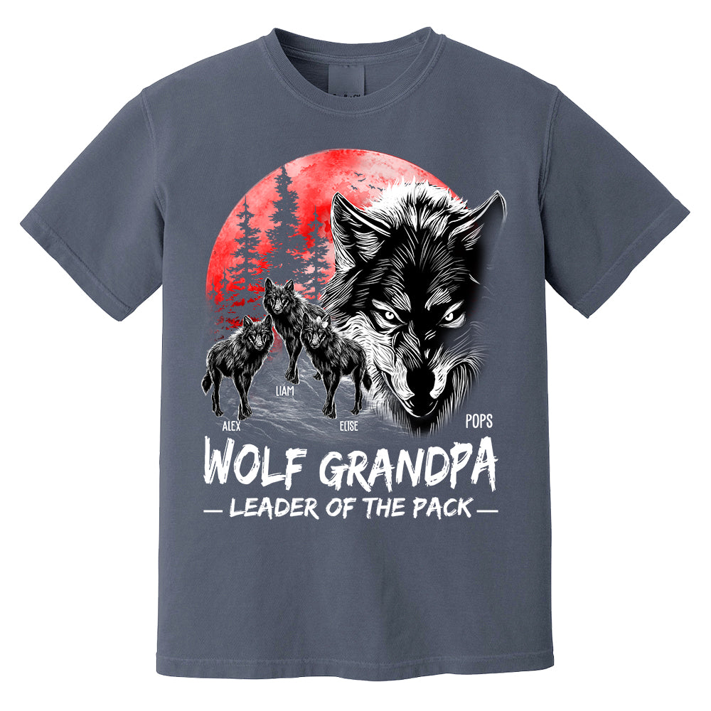 Wolf Grandpa Leader Of The Pack Personalized Shirt - Perfect Father's Day Gift for Dad Pa00