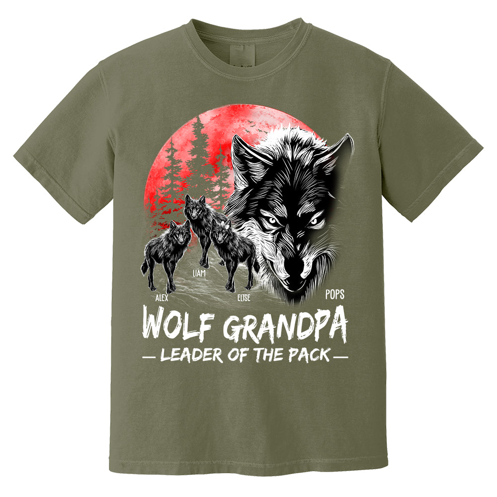 Wolf Grandpa Leader Of The Pack Personalized Shirt - Perfect Father's Day Gift for Dad Pa00